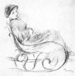 sketch of a woman in a rocking chair